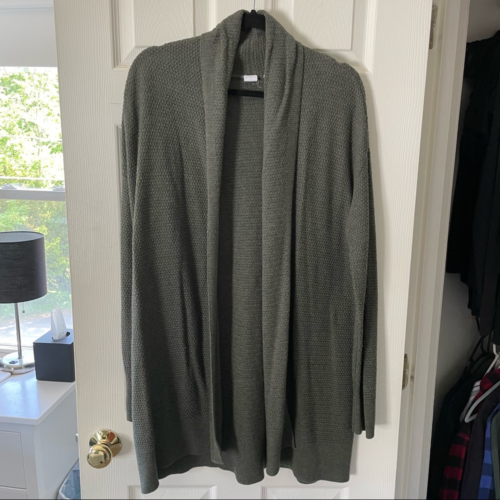 Green Shawl Collar Coat Cardigan Sweater
